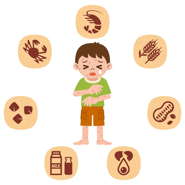 Children who suffer from allergies — Stock Vector