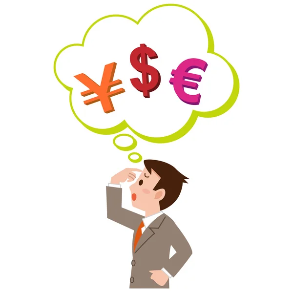 Empresários e moeda estrangeira — Vetor de Stock