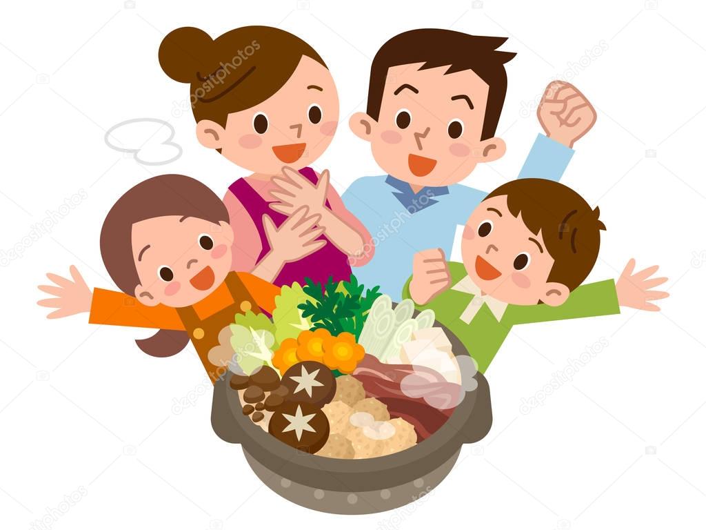 Smile of family rejoice in Casserole