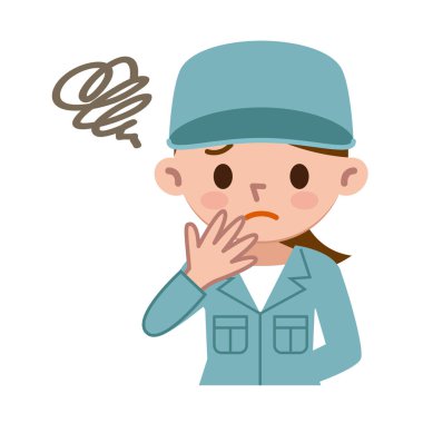 İş elbiseleri olan genç kadın olduğunu