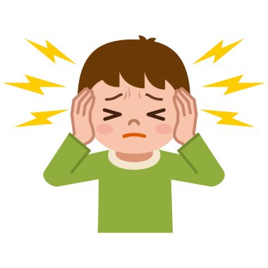 Boy suffering from tinnitus clipart