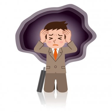 Depresyon ile genç işadamı
