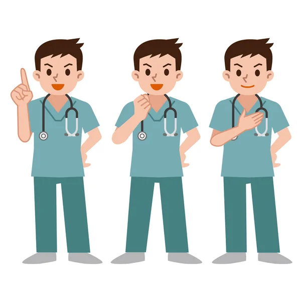 Set of doctors in a scrub — Stock Vector