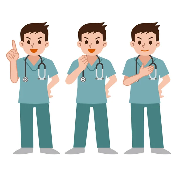 Conjunto de médicos en un exfoliante — Vector de stock