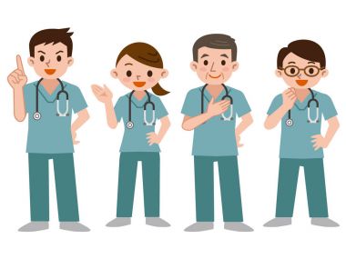 Doktorlar bir çalılık içinde dizi