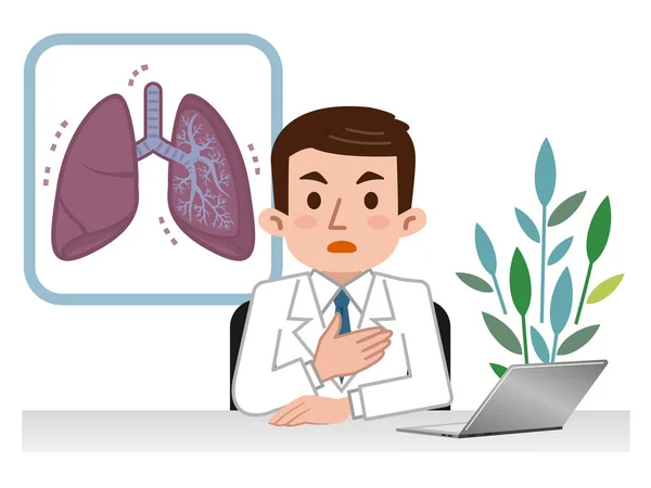 Docteur expliquant les poumons — Image vectorielle