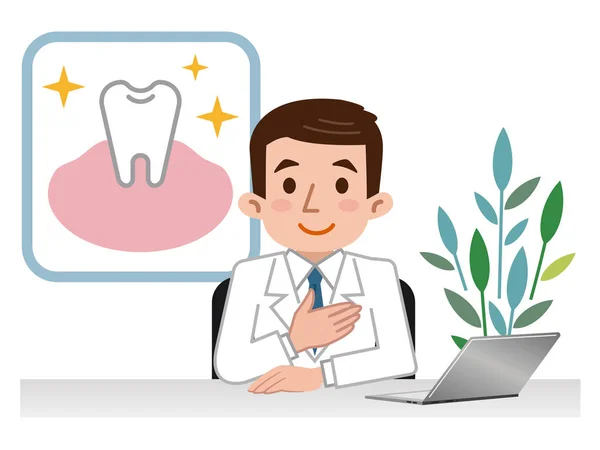 Doctor explicando dientes — Archivo Imágenes Vectoriales