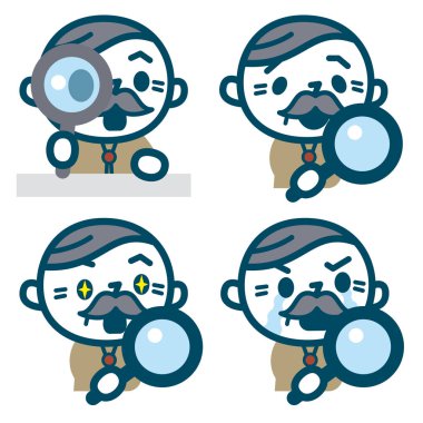 Büyükler düzeyinde men Büyüteç bakarak kümesi