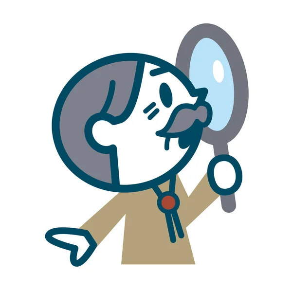 Senior men looking into the magnifying glass — Stock Vector