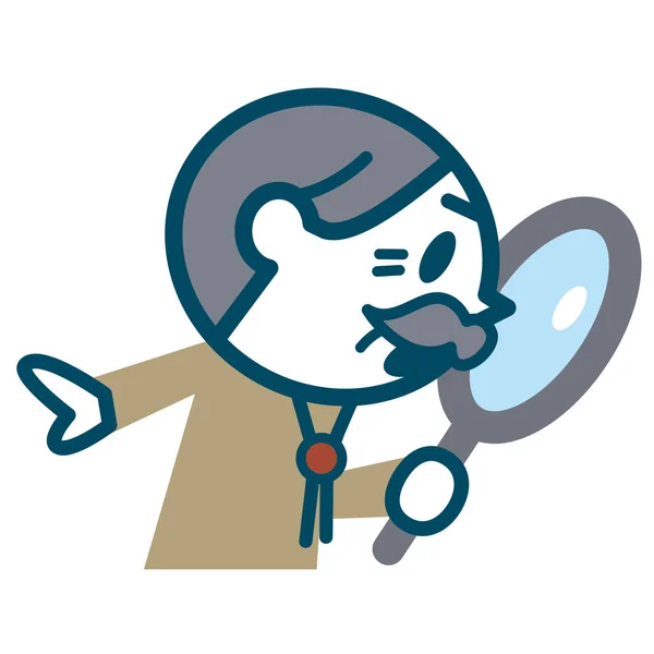 Senior men looking into the magnifying glass — Stock Vector