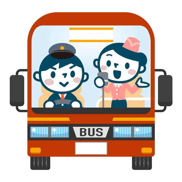 Bus touristique et chef d'orchestre — Image vectorielle