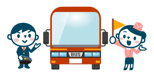 Toeristische bus en tour dirigent — Stockvector