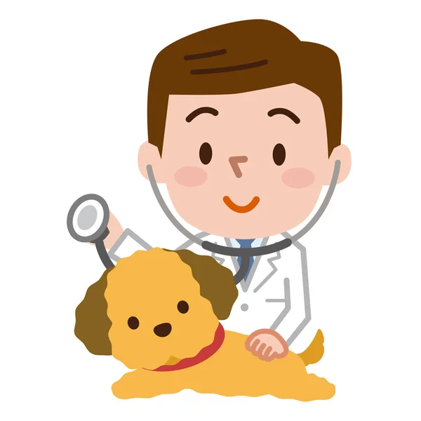 Ung veterinär och hund — Stock vektor