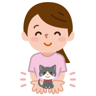 a yavru kedi tutan genç kadın