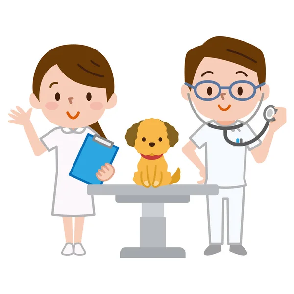 Vétérinaire et chien — Image vectorielle