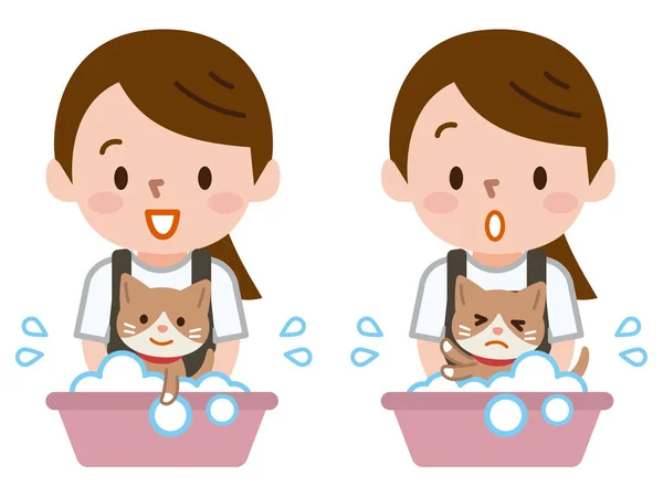 Женихи моют кошек — стоковый вектор