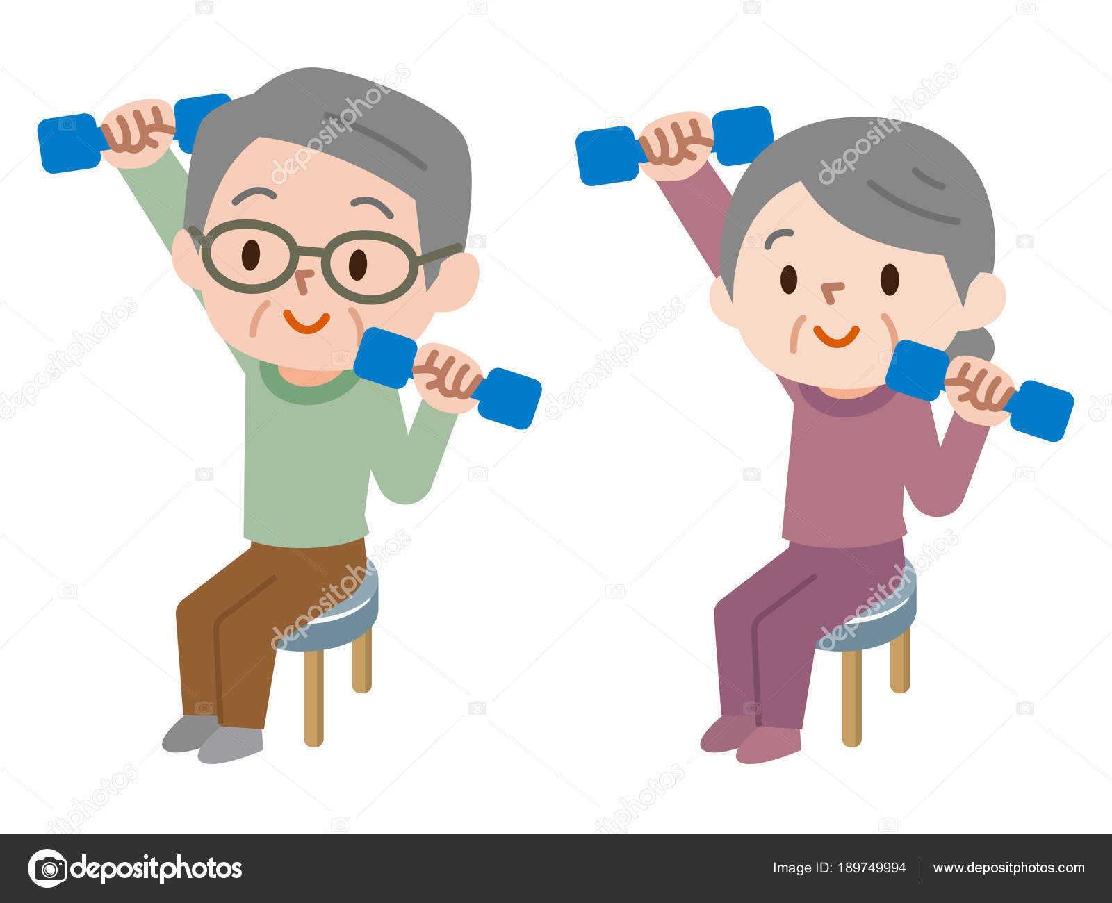 Senior to do dumbbell exercises Stock Vector by ©ankomando 189749994