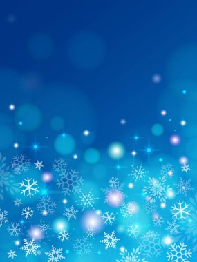 Mavi Noel arkaplanı ve kar taneleri. zarif illüstrasyon.