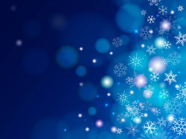 Mavi Noel arkaplanı ve kar taneleri. zarif illüstrasyon.