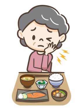 Çürük dişleri olan yaşlı bir kadın.