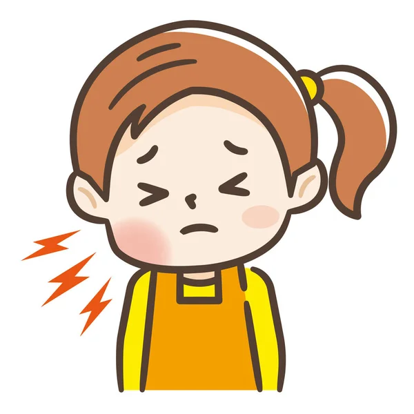 Nešťastná plačící malá smutná dívka s rukou na tváři v bolesti bolí wi — Stockový vektor