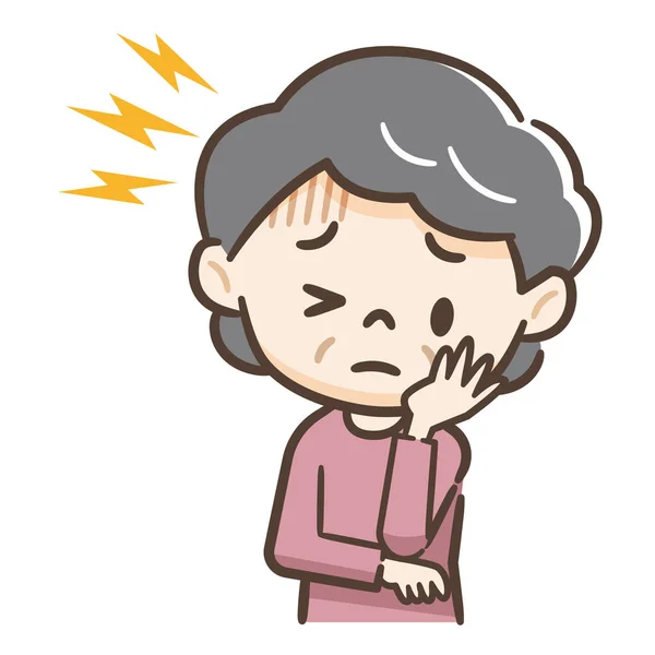 Seniorin leidet unter Kopfschmerzen — Stockvektor