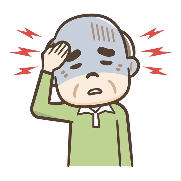 患头痛的老年人 — 图库矢量图片