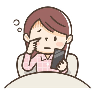 Uyandığında akıllı telefon kullanan genç bir kadın.