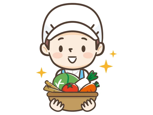 Young cook woman has vegetables — Stock Vector