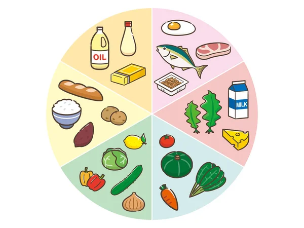 Grafik dari enam nutrisi utama - Stok Vektor