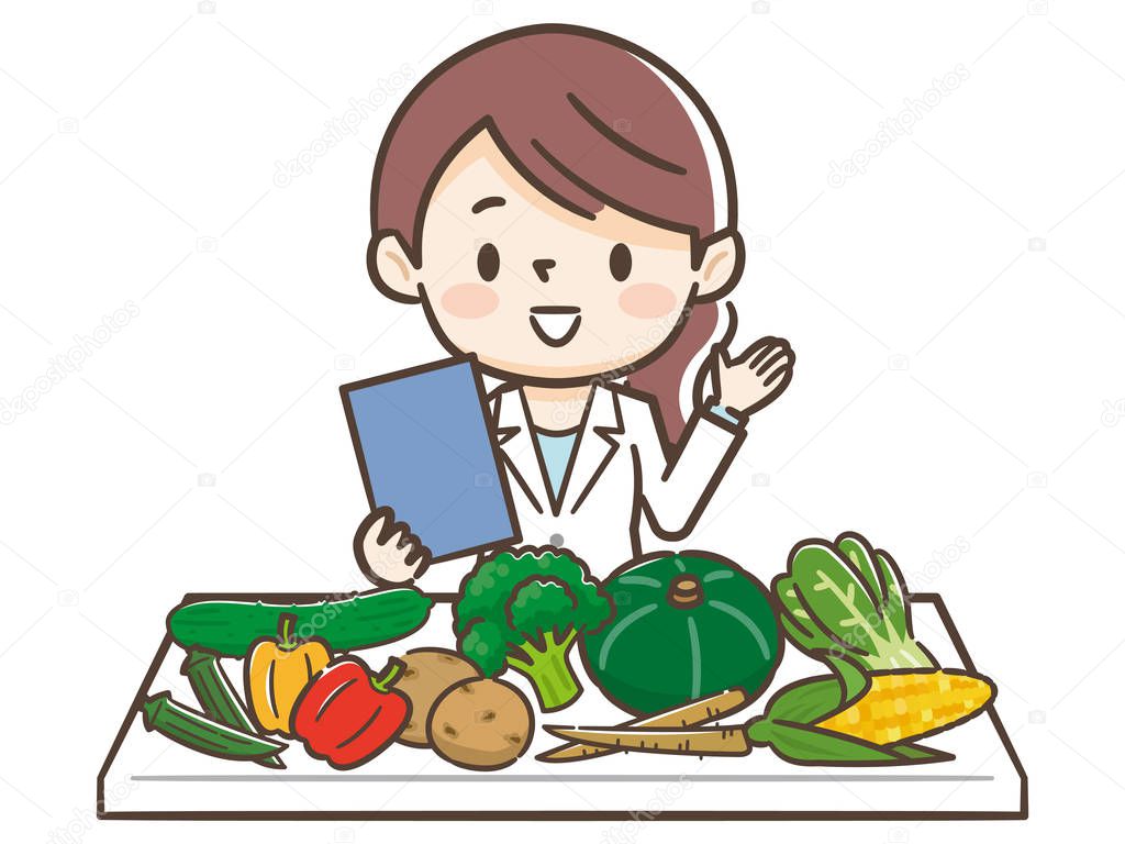 Young nutritionist woman and ingredients