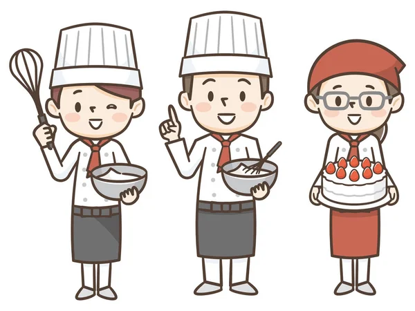 Patissier man en vrouw illustratie — Stockvector