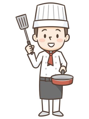 gülümseyen Şef. Beyaz arka plan üzerinde izole. gurme.