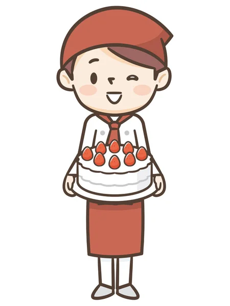 Usmívající se žena s celým dortem — Stockový vektor