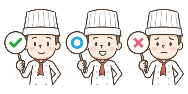Set di risposte corrette ed errate per il cuoco — Vettoriale Stock