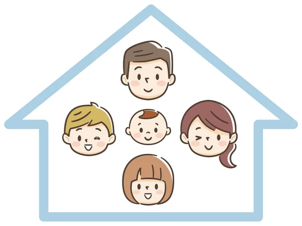 Mutlu bir aile ve ev — Stok Vektör