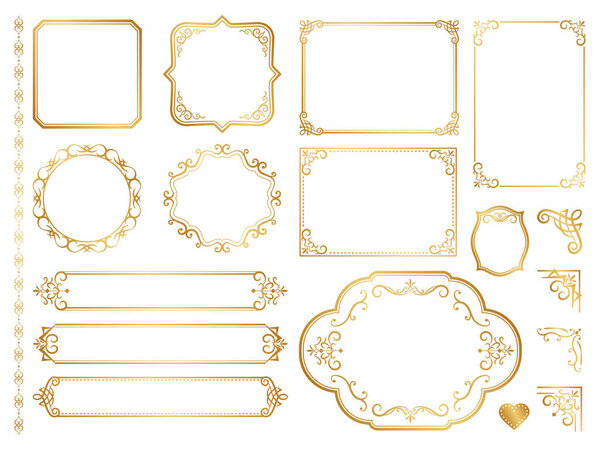 Golden ornate frames and scroll elements.