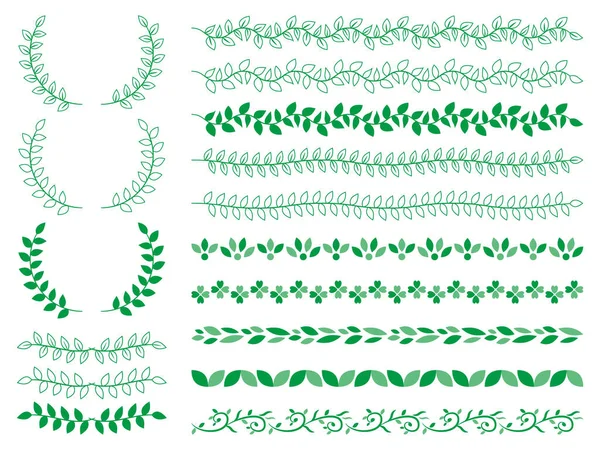 Ensemble vintage de branches d'arbres avec des feuilles et des fleurs sur ba blanc — Image vectorielle