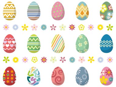 Beyaz bir arka plan üzerinde farklı doku ile mutlu Easter.Set Paskalya yumurtaları.