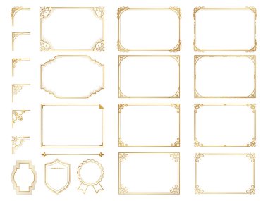 Golden ornate frames and scroll elements. clipart