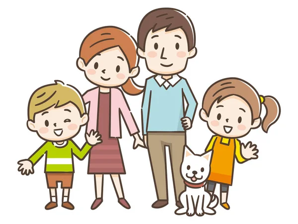 Šťastný Rodinný Portrét Šťastná Rodina Gestikuluje Veselým Úsměvem — Stockový vektor