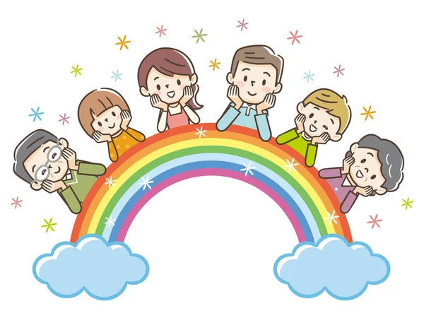 Ilustración Una Familia Arco Iris — Archivo Imágenes Vectoriales