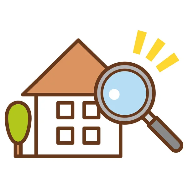 Vyhledávání Domů Koncept Vyhledávání Nemovitostí — Stockový vektor