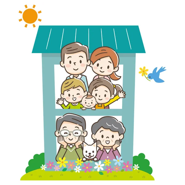 Concept Home Young Happy Family — Stock Vector