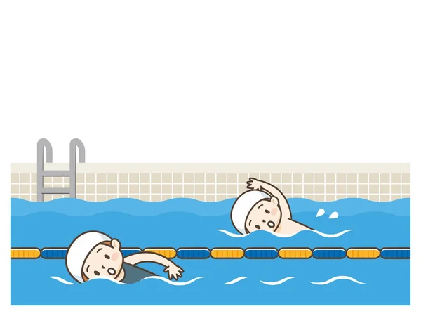 Vector Illustration Kid Swimming — Stock Vector