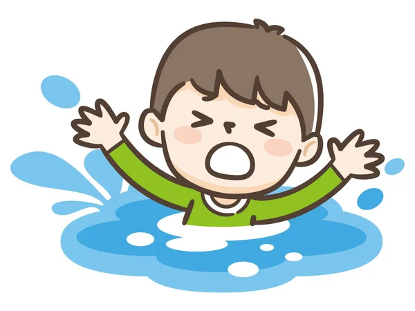 Νεαρό Αγόρι Πνίγεται Στο Νερό Κατάσταση Έκτακτης Ανάγκης Έννοια Ατυχήματος — Διανυσματικό Αρχείο