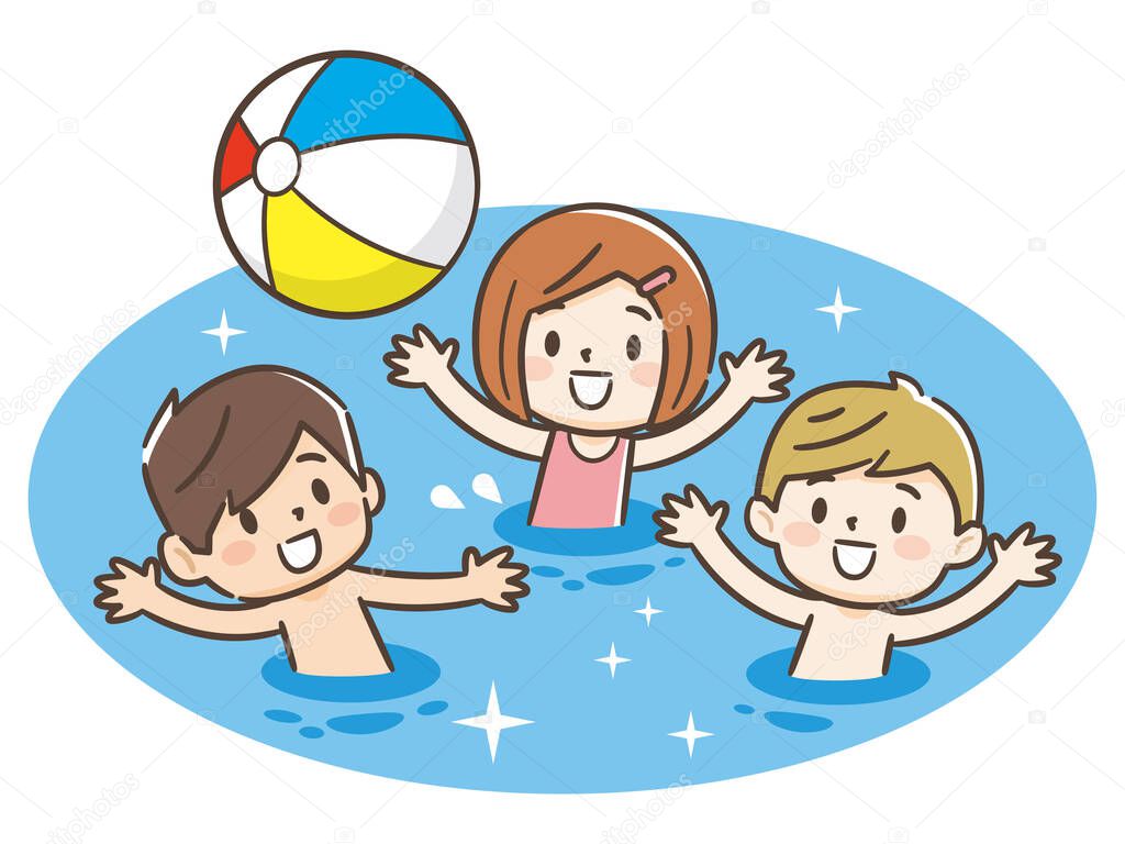 Kids playing with beach ball