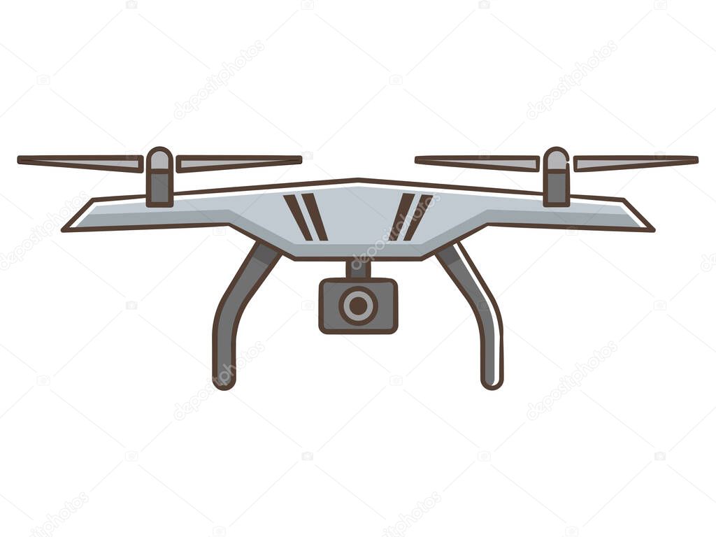 Drone with camera isolated on white background
