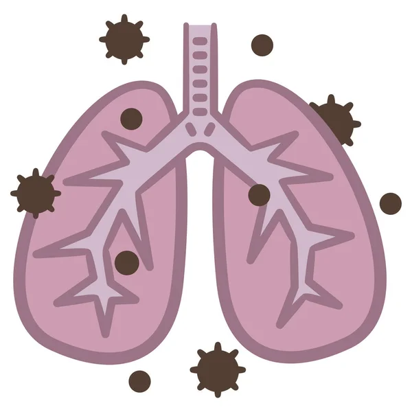 ウイルスや細菌に感染したヒト肺としての肺炎感染医学の概念は フラットイラスト要素と肺疾患の診断として — ストックベクタ