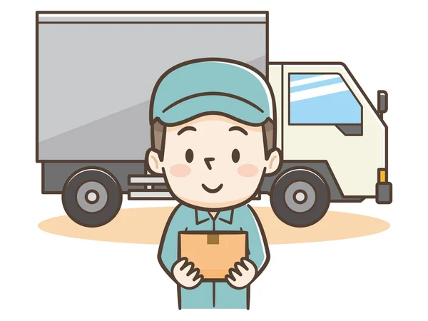 Courier Brought Parcel Car Vector Illustrations — Stock Vector